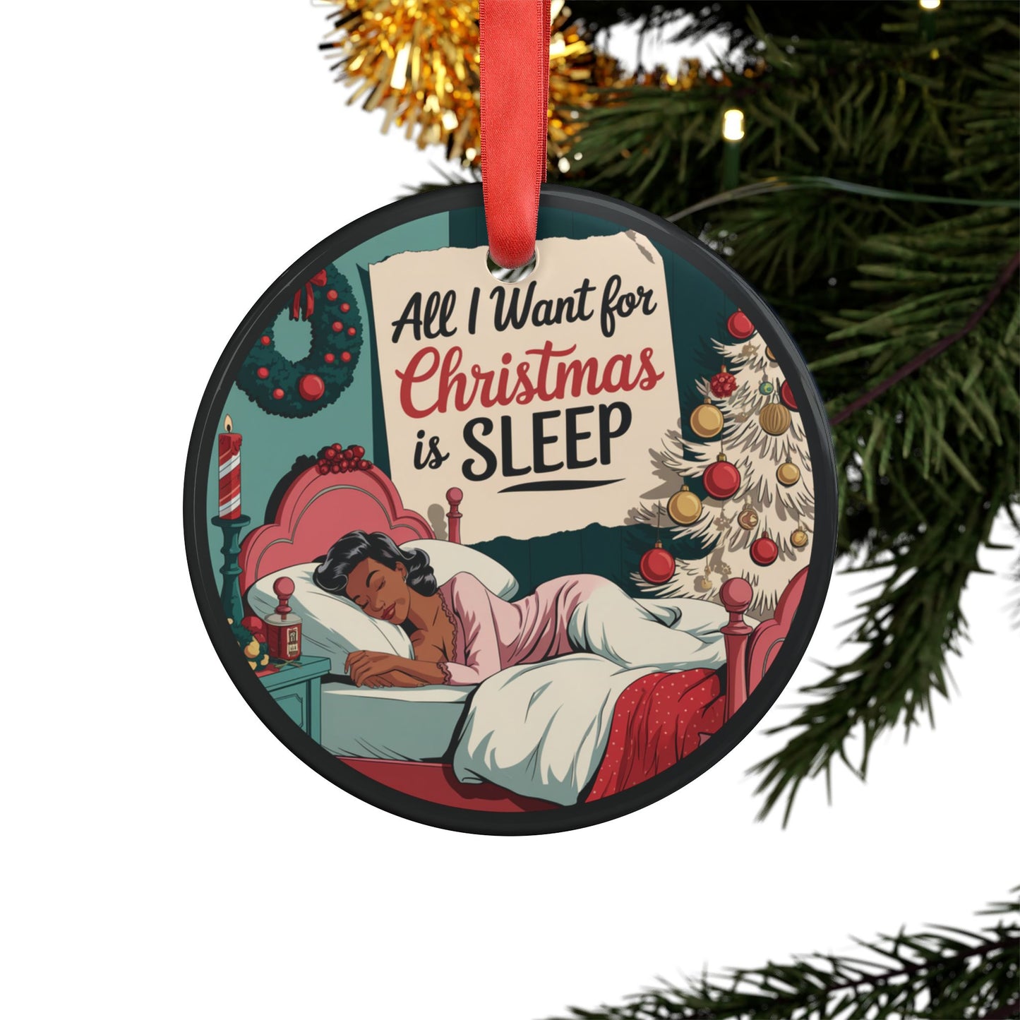 FAcrylic Ornament, Snarky Retro Christmas Decoration, All I Want for Christmas, Tree Decor, Funny Ornament Gift, Cute Stocking Stuffer
