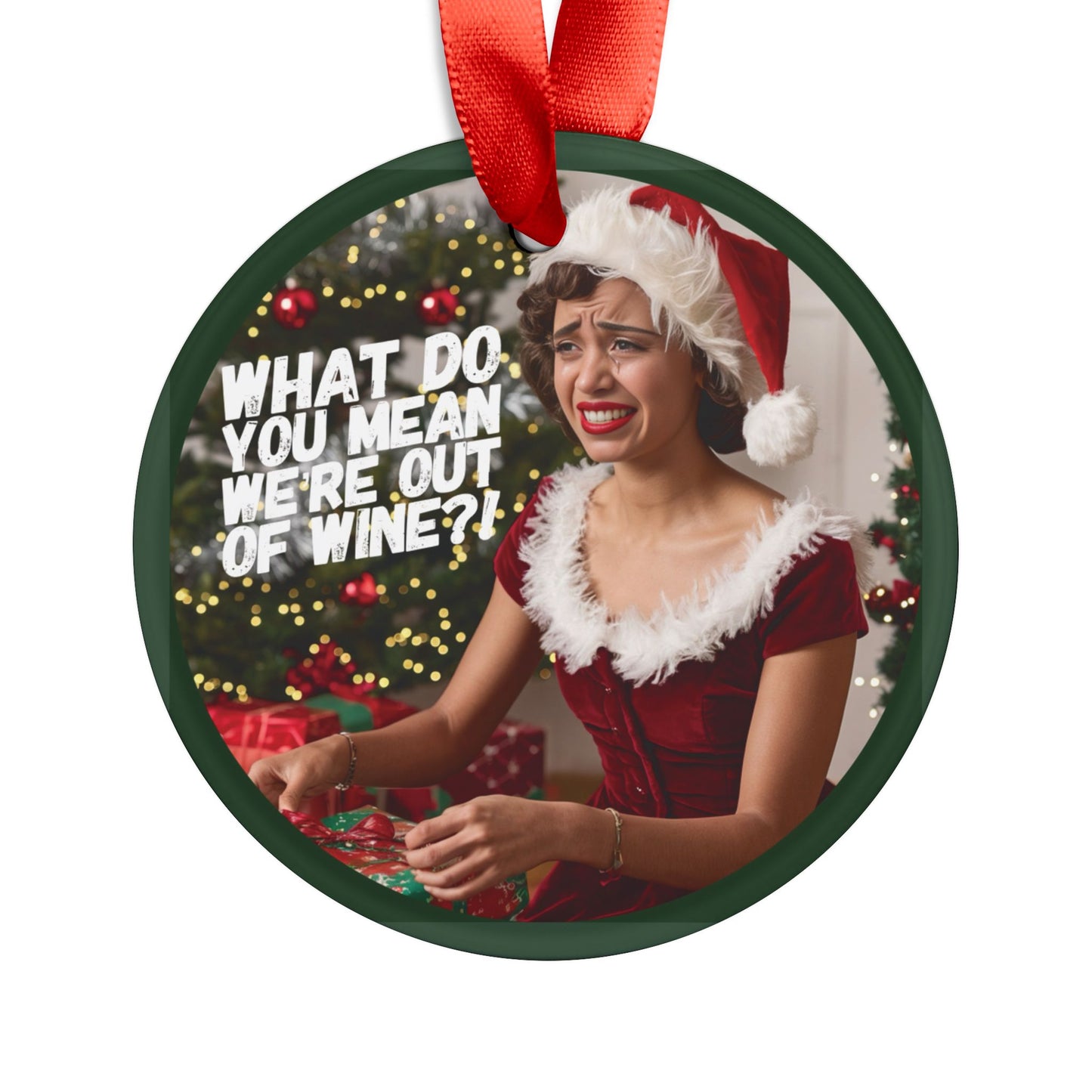 AAcrylic Ornament, Snarky Retro Christmas Decoration, Out Of Wine, Holiday Tree Decor, Funny Ornament Gift, Cute Stocking Stuffer